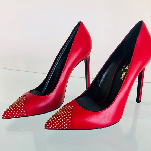 Saint Laurent Limited Edition Gold Studded Heels - Picture 2 of 8